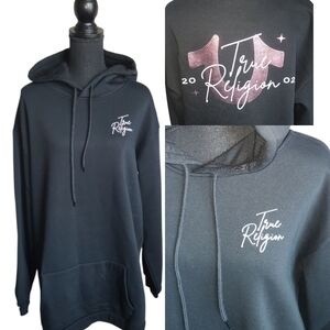 True Religion Black Pullover Hoodie Dress - Size Large